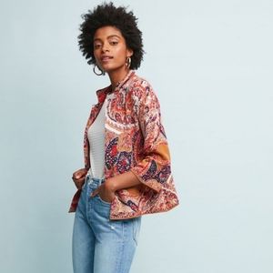 Moth Anthropologie Gold Paisley Print Sweater Jack